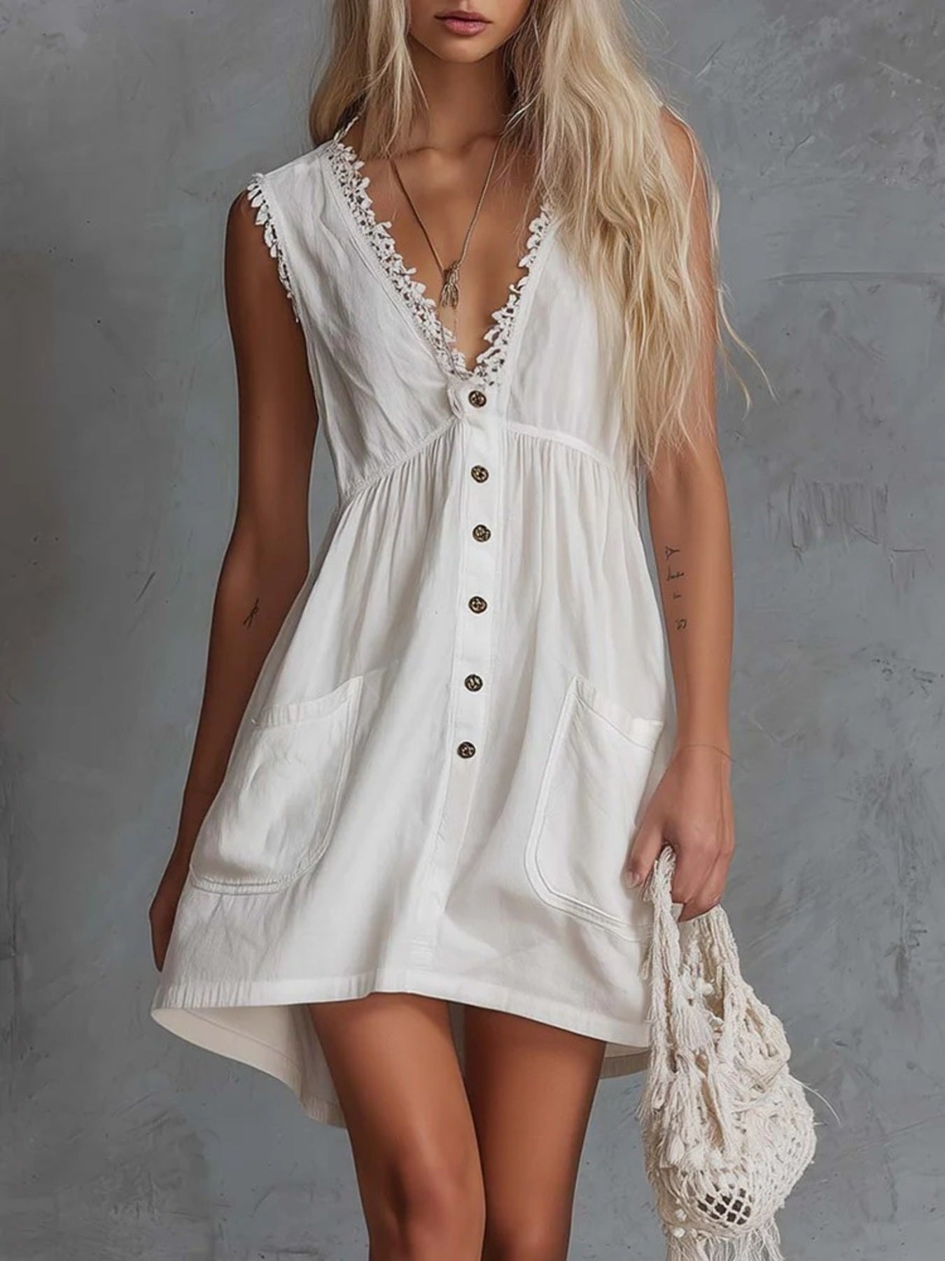 Hazel Blues® |  Sleeveless V-Neck Mini Dress with Pockets