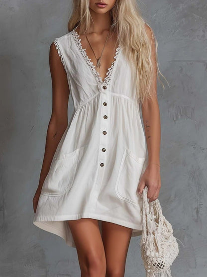 Hazel Blues® |  Sleeveless V-Neck Mini Dress with Pockets