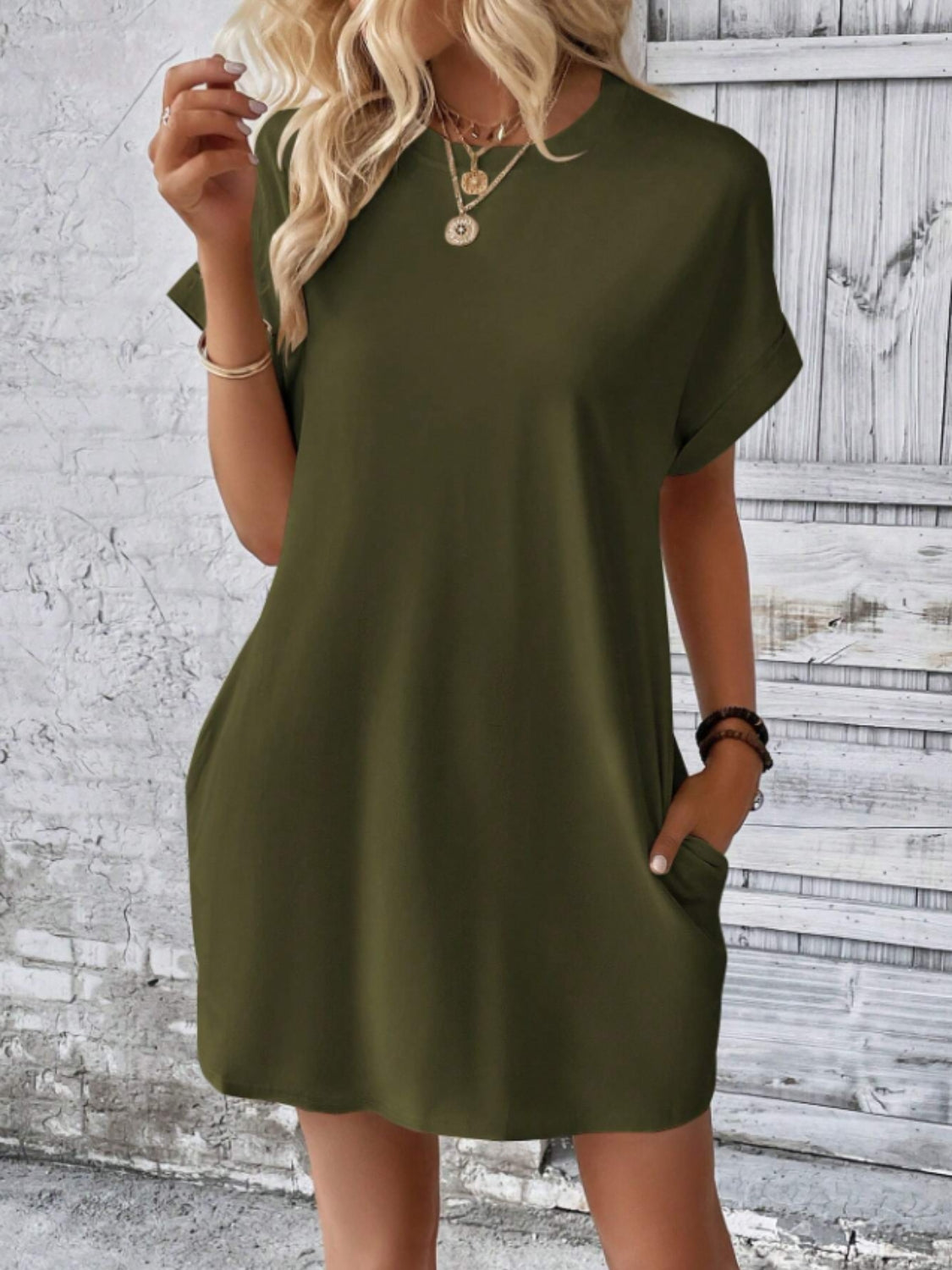 Hazel Blues® |  Short Sleeve Mini Tee Dress with Pockets