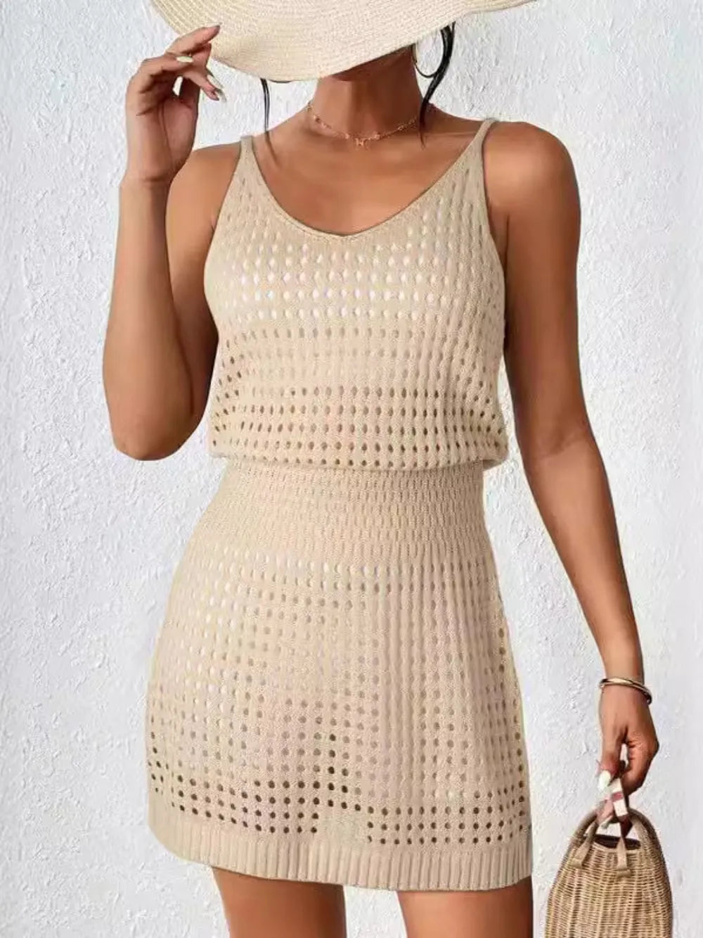 Hazel Blues® |  Openwork V-Neck Sleeveless Cover Up Dress