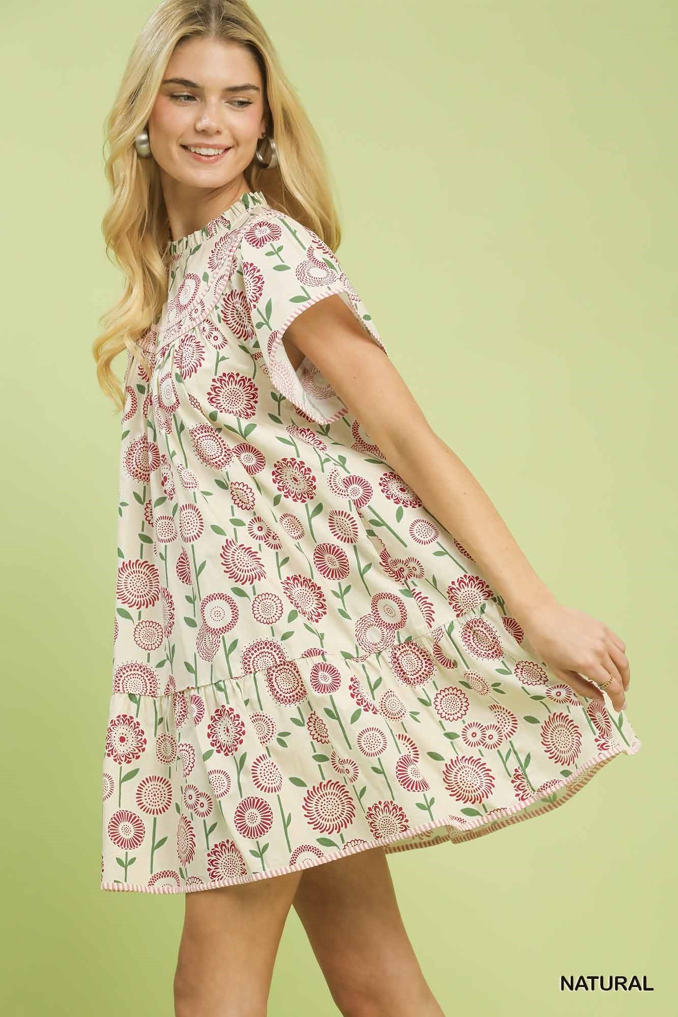Hazel Blues® |  Umgee Floral Print Tiered Babydoll Dress