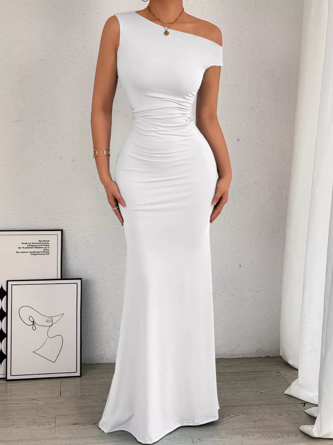 Hazel Blues® |  One-Shoulder Ruched Bodycon Maxi Dress
