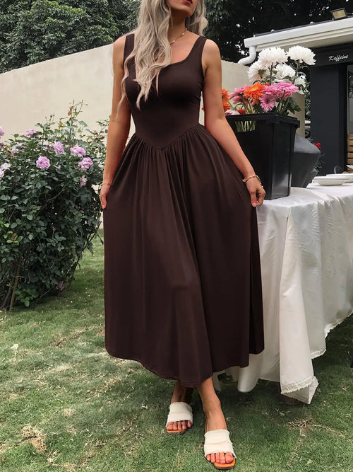 Hazel Blues® |  Sleeveless Midi Dress with Gathered Waist