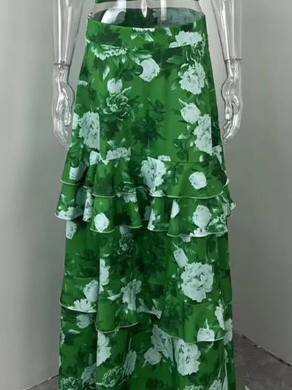Hazel Blues® |  Floral Print Ruffle Cami and Skirt Two-Piece Set