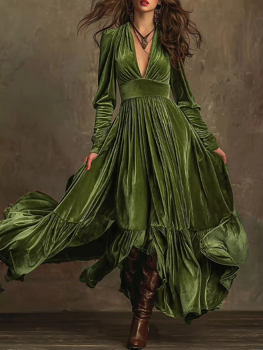 Hazel Blues® |  Ruffled Hem Long Sleeve Dress
