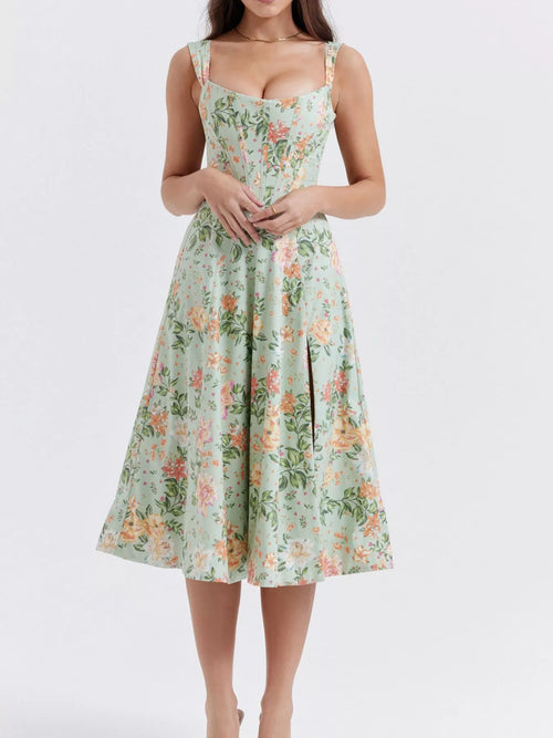 Hazel Blues® |  Floral Print Midi Dress with Slit
