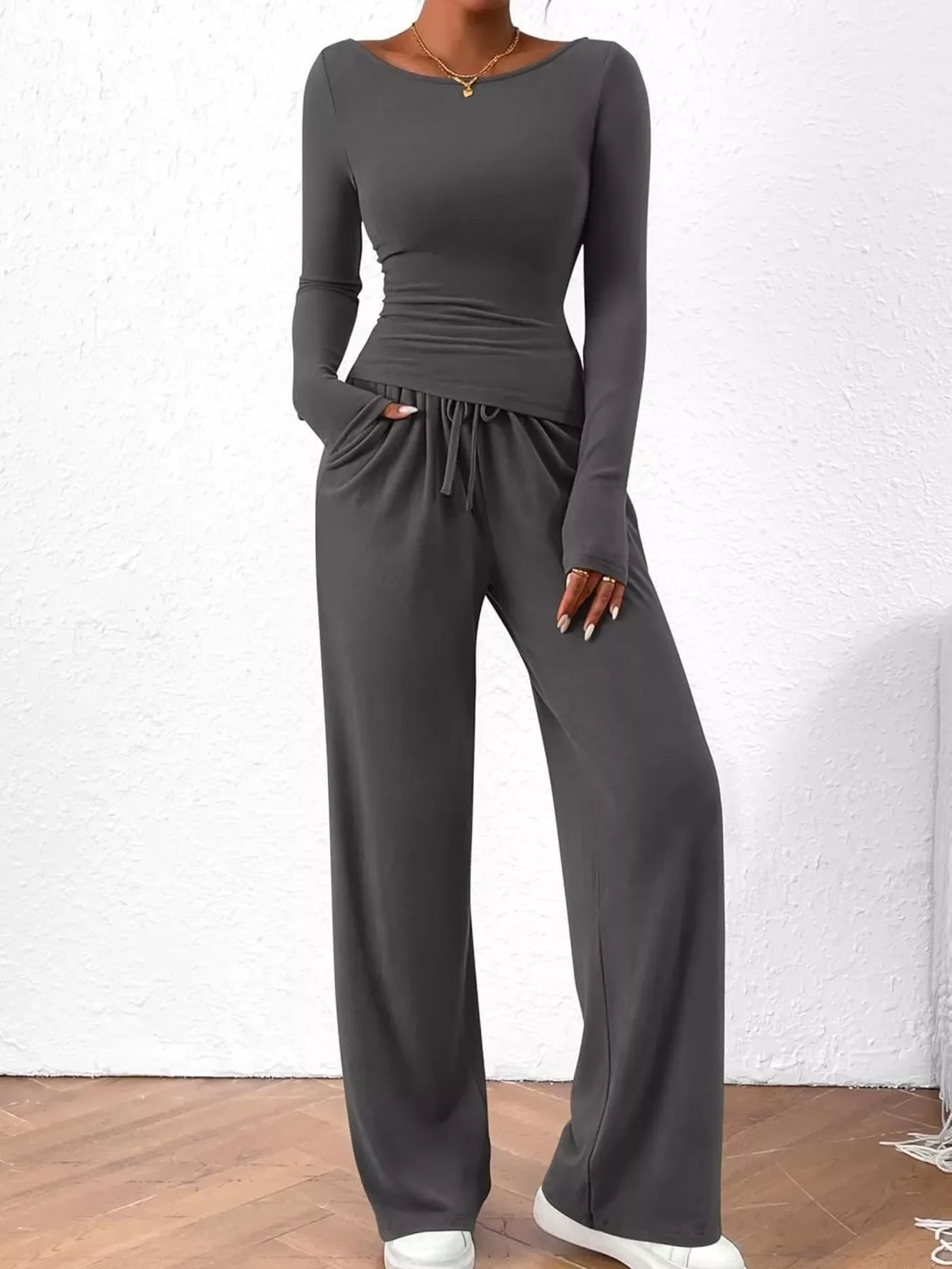 Hazel Blues® |  Long Sleeve Top and Wide Leg Pants Set