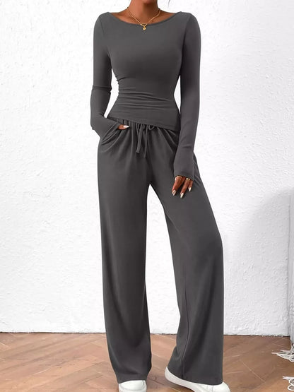 Hazel Blues® |  Long Sleeve Top and Wide Leg Pants Set