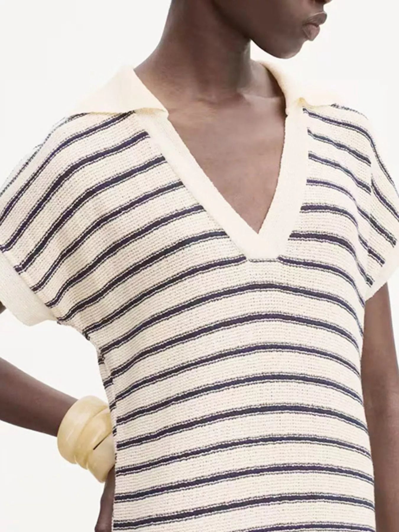 Hazel Blues® |  Striped Slit Short Sleeve Maxi Dress