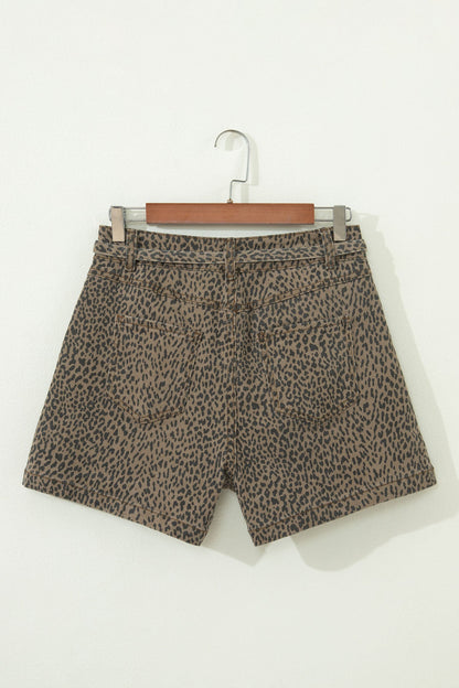 Hazel Blues® |  Wild Side Shorts | Leopard Denim Shorts