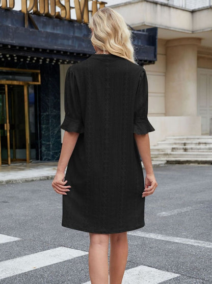 Hazel Blues® |  Florira Eyelet Flounce Sleeve Mini Dress