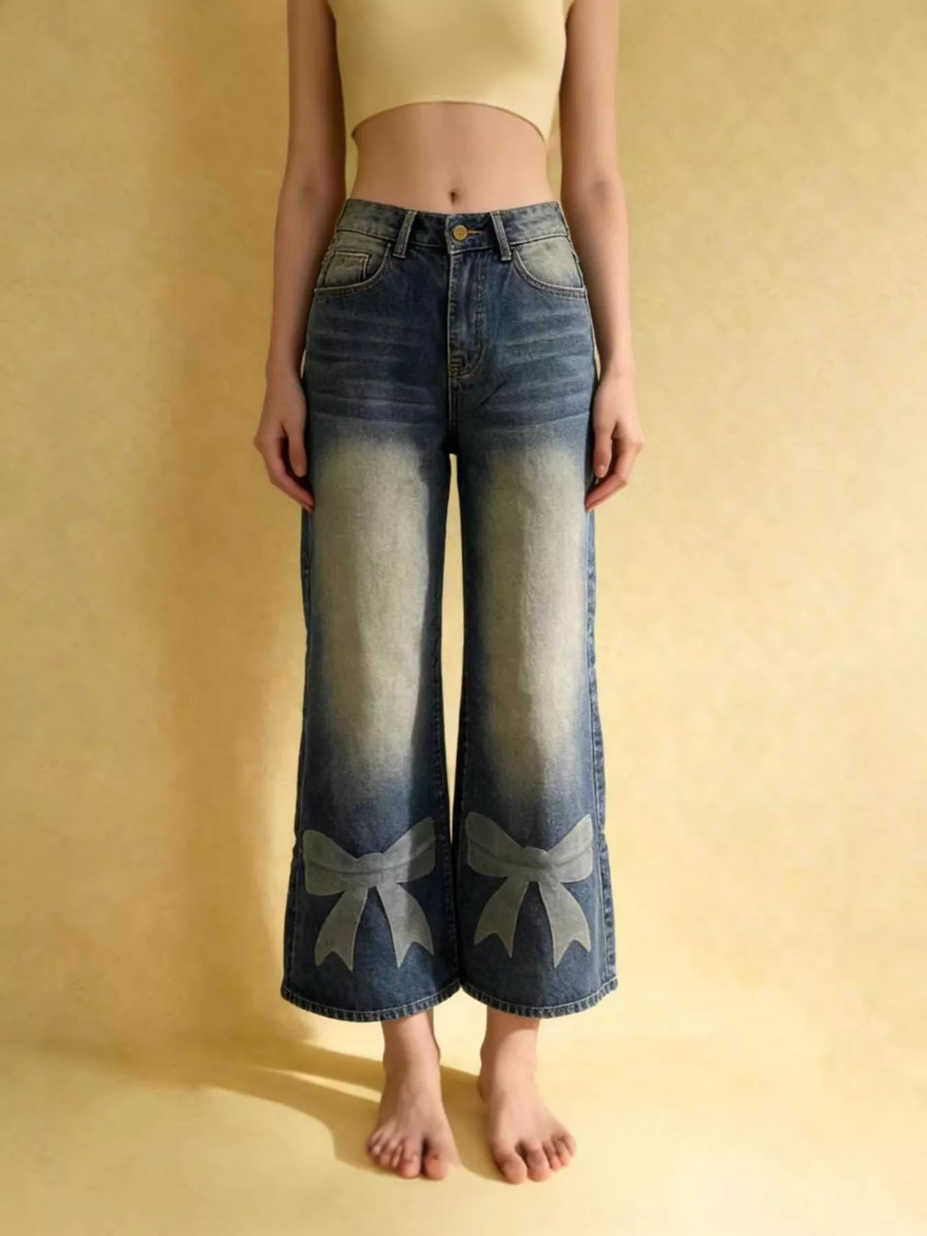 Hazel Blues® |  Bow Wide Leg Jeans