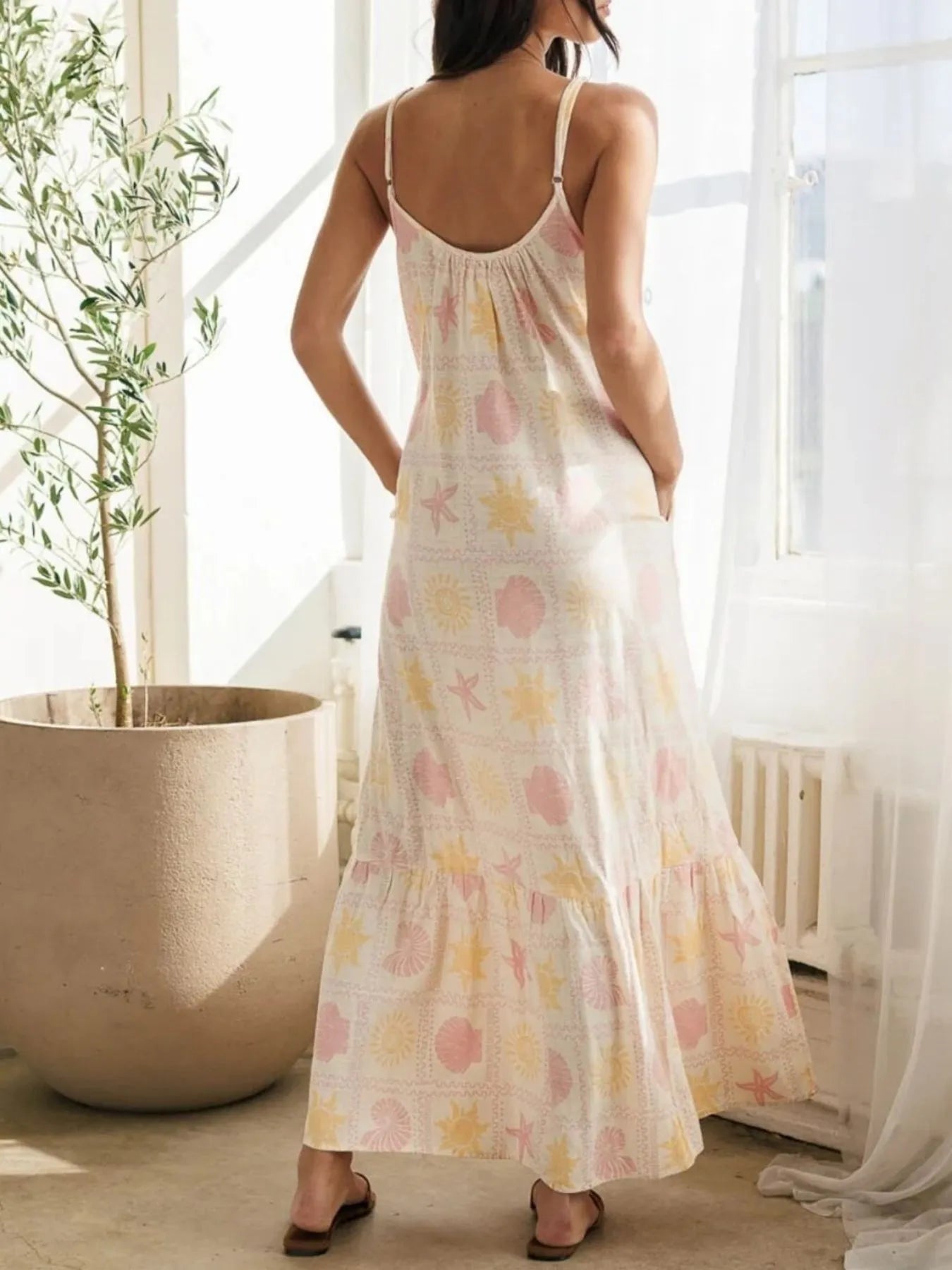 Hazel Blues® |  Printed Maxi Lounge Dress with Ruffled Hem