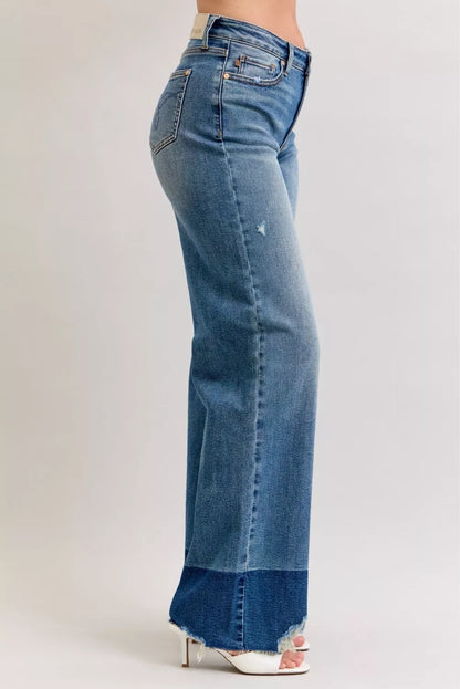 Hazel Blues® |  Judy Blue Raw Hem High Waist Column Straight Jeans