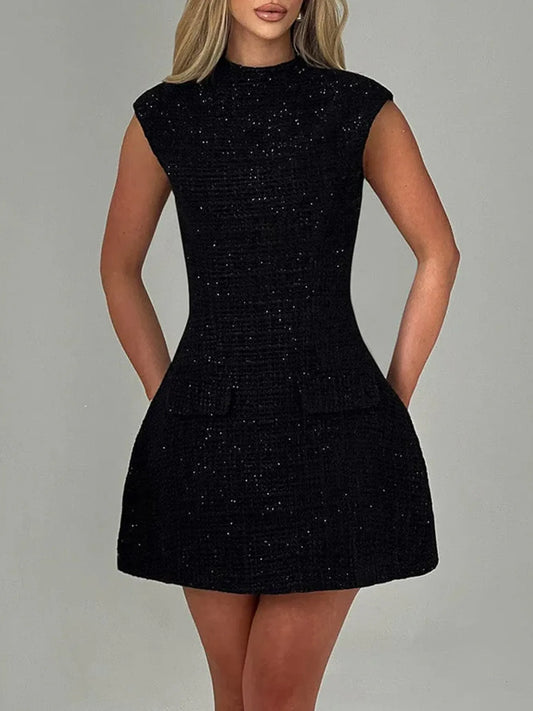 Hazel Blues® |  Cutout Back Round Neck Cap Sleeve Mini Dress