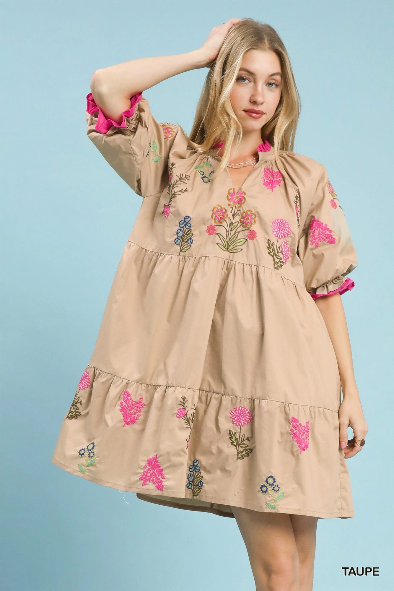 Hazel Blues® |  Umgee Embroidered Floral Tiered Dress