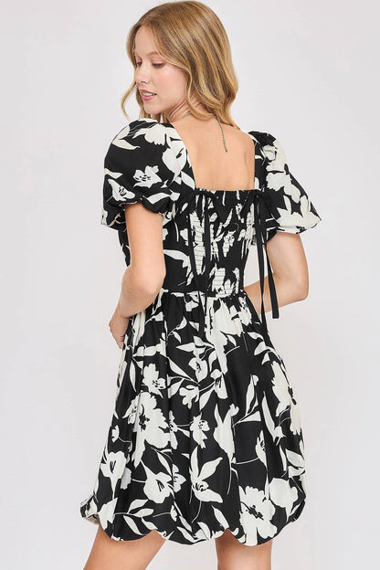 Hazel Blues® | Umgee Two Tone Floral Print Babydoll Dress