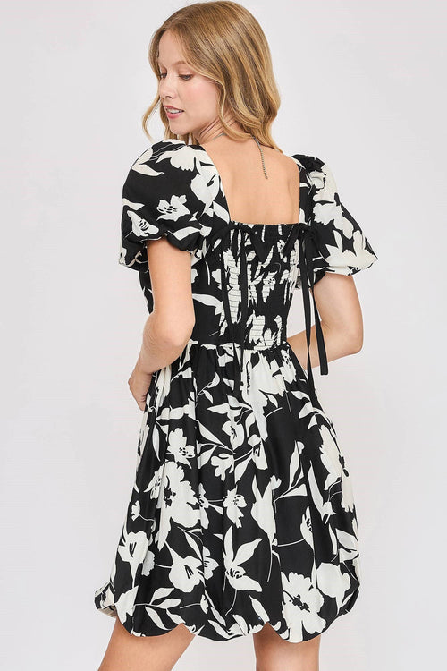 Hazel Blues® | Umgee Two Tone Floral Print Babydoll Dress