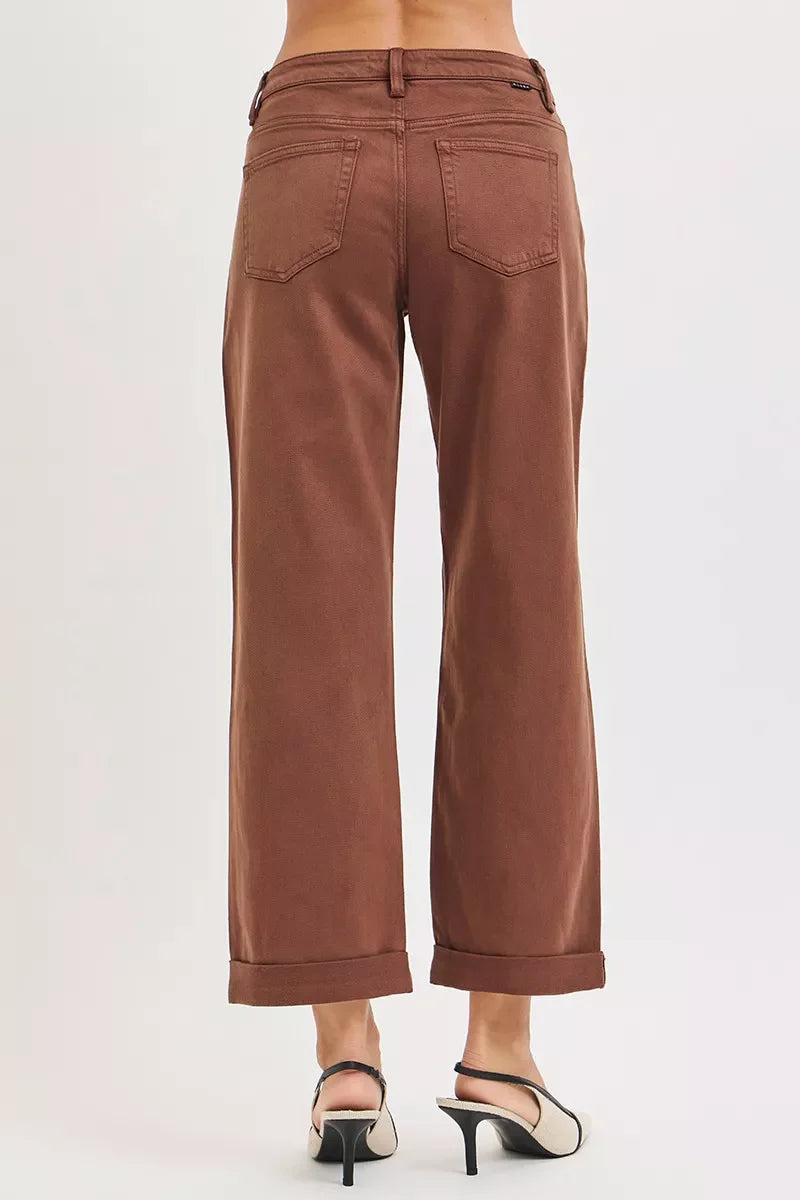 Hazel Blues® | RISEN Tummy Control Mid Rise Ankle Barrel Baggy