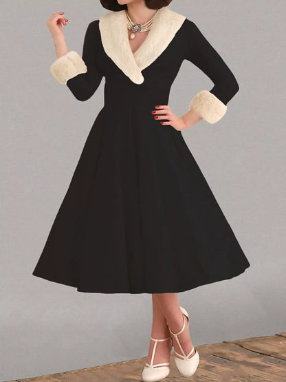 Hazel Blues® |  Faux Fur Trim Christmas Dress
