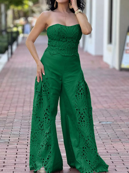 Hazel Blues® |  Hollow-Out Tube Top and Pants Two-Piece Set