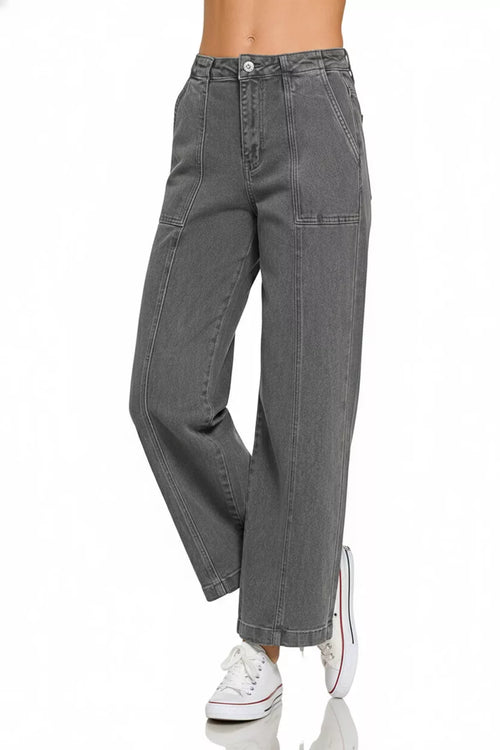 Hazel Blues® |  Zenana Straight Leg Utility Pocket Jeans