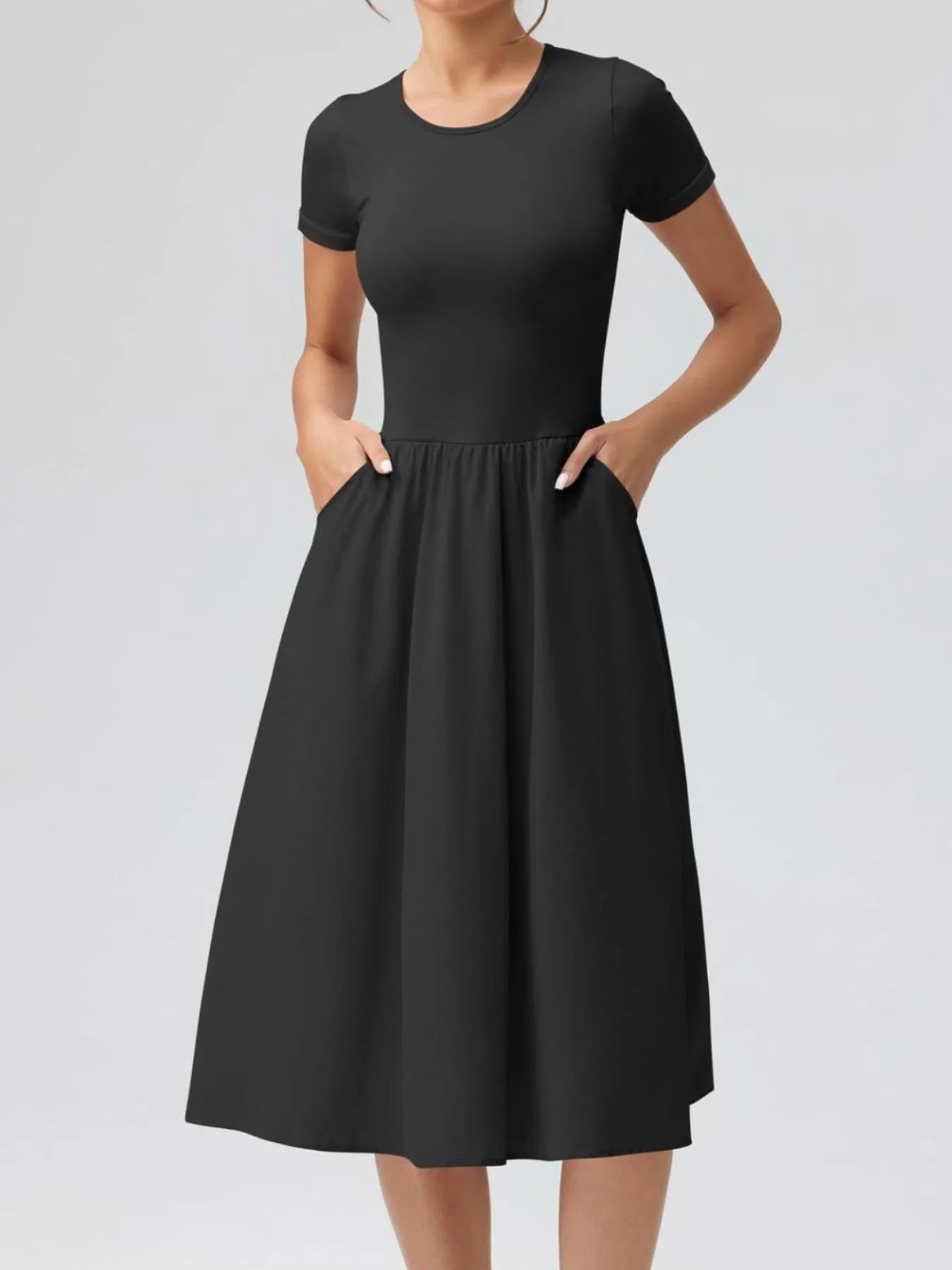 Hazel Blues® |  Round Neck Short Sleeve Dress
