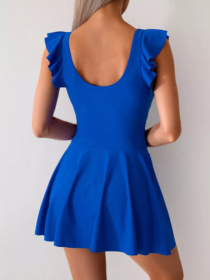 Hazel Blues® | Ruffled Sleeve One-Piece Swim Dress