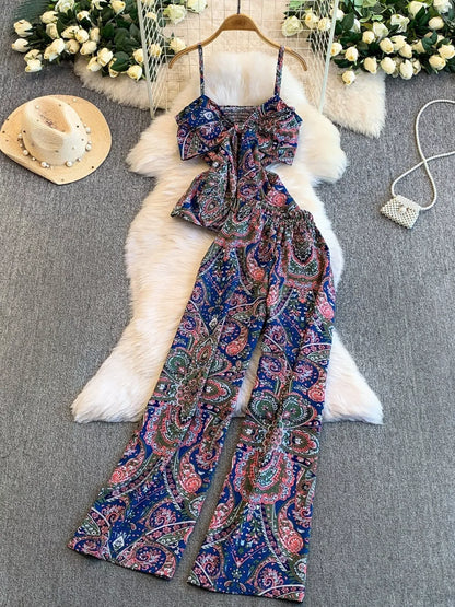 Hazel Blues® |  Printed Cami and Wide Leg Pants Set