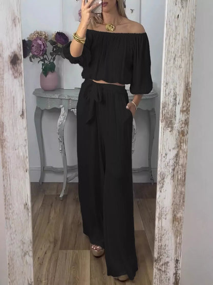 Hazel Blues® | Off-Shoulder Top and Pants Set