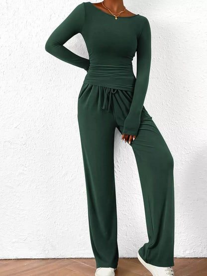 Hazel Blues® |  Long Sleeve Top and Wide Leg Pants Set