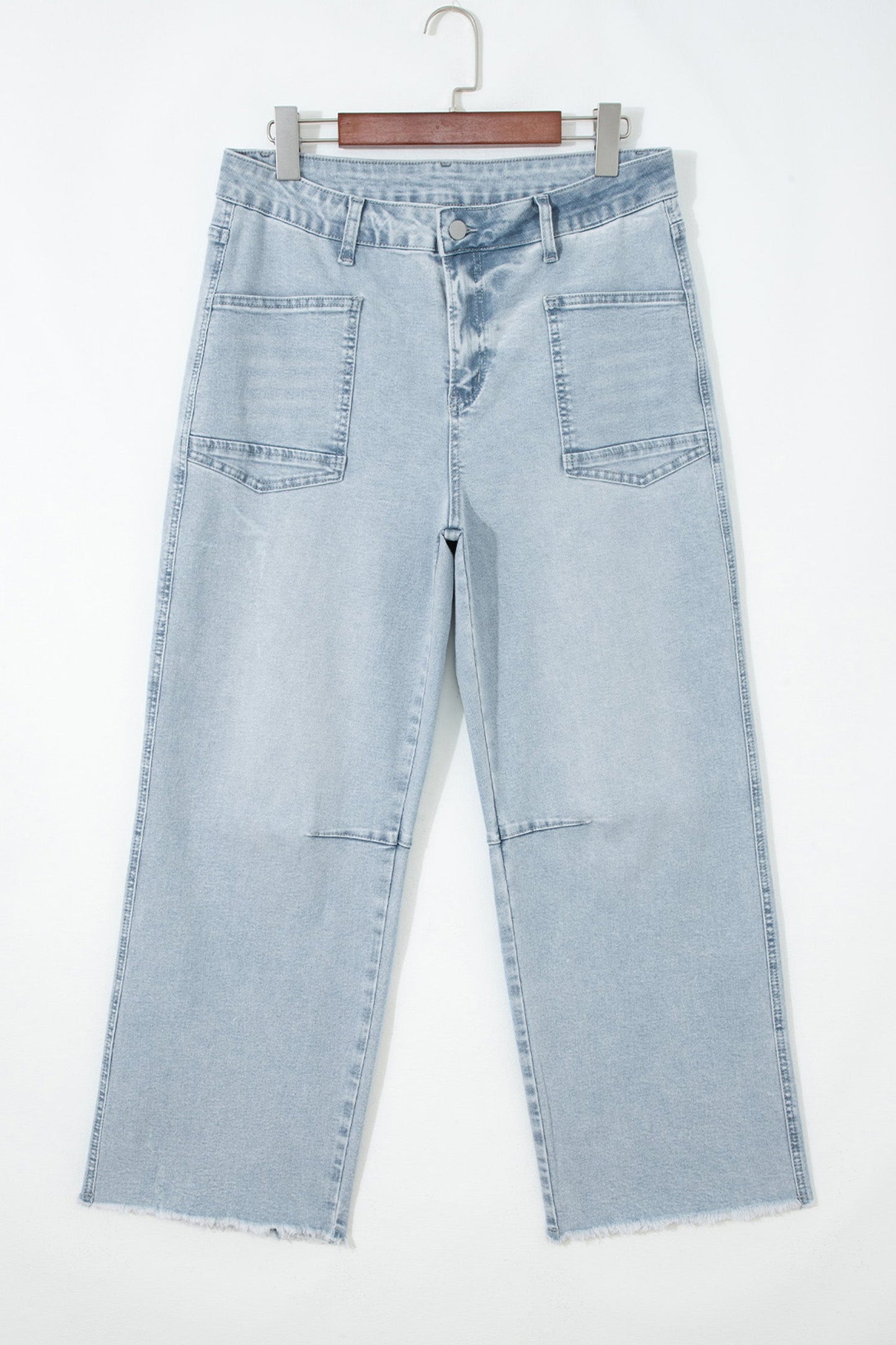 Hazel Blues® |  Beau Blue Frayed Cropped Straight Jeans