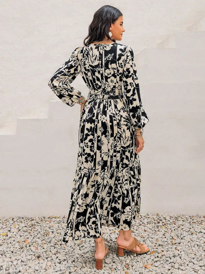 Hazel Blues® | Floral Print Balloon Sleeve Maxi Dress