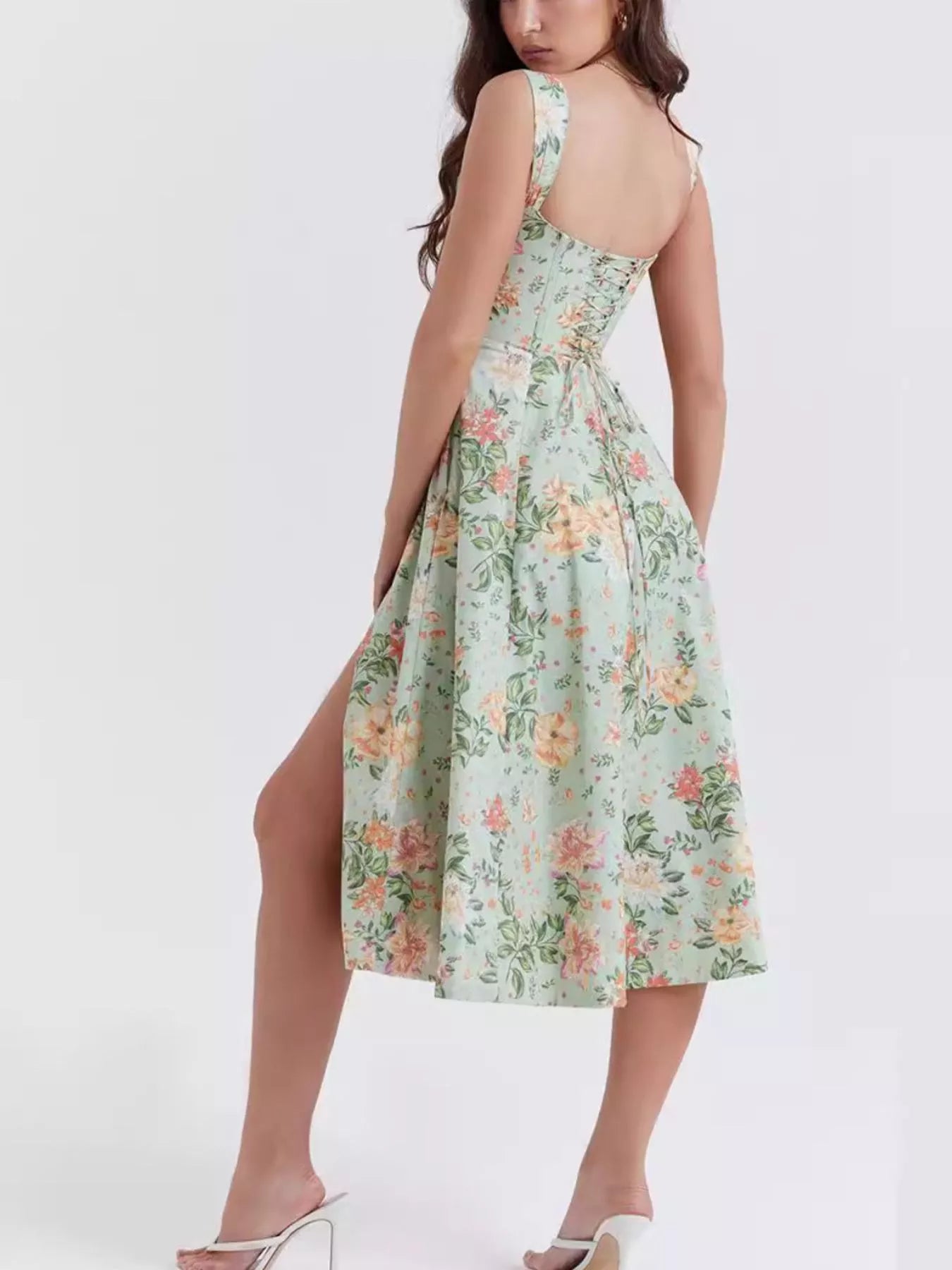 Hazel Blues® |  Floral Print Midi Dress with Slit