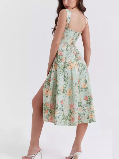 Hazel Blues® |  Floral Print Midi Dress with Slit