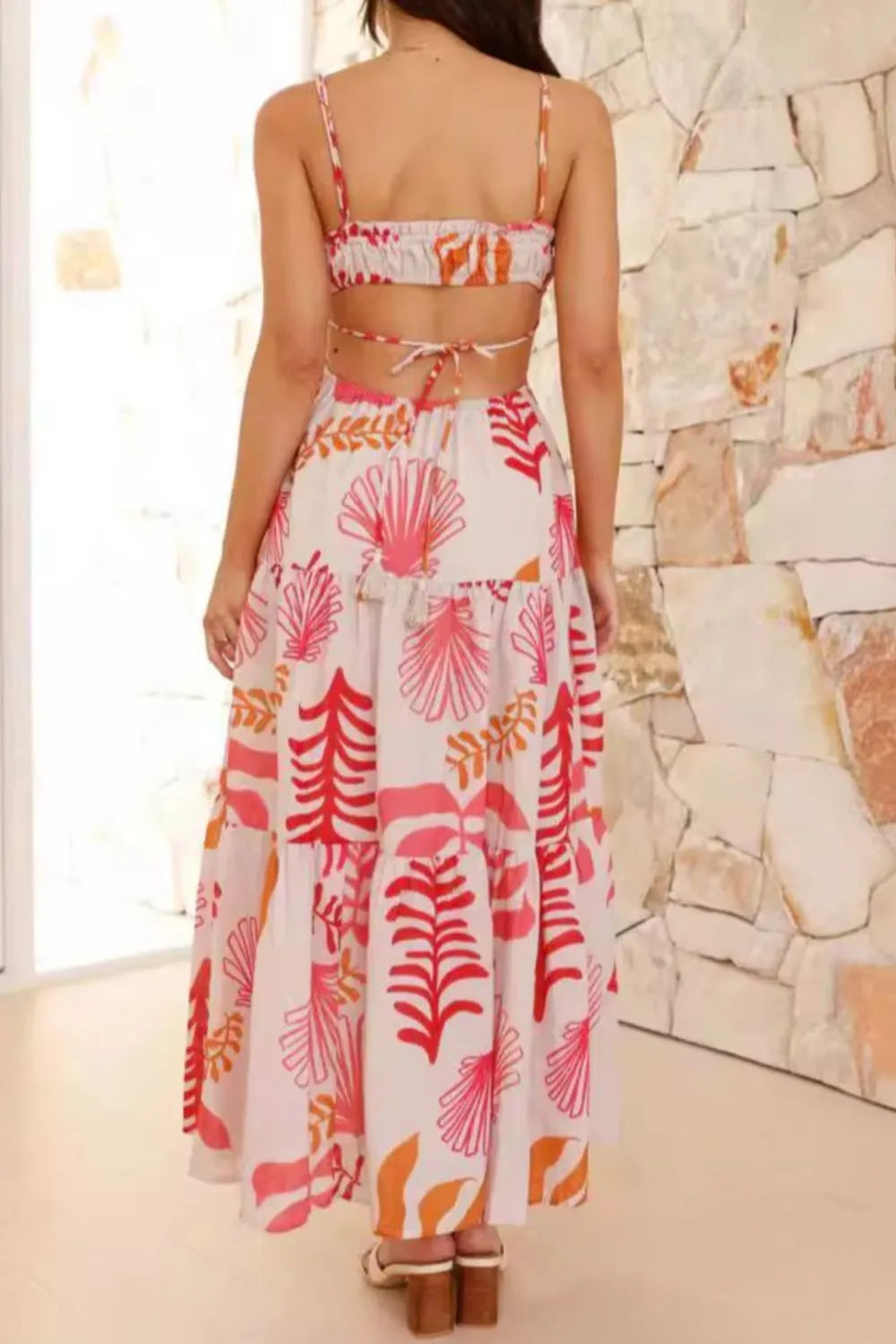 Hazel Blues® |  Cutout Printed Sleeveless Midi Cami Dress