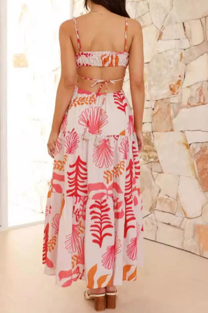 Hazel Blues® |  Cutout Printed Sleeveless Midi Cami Dress