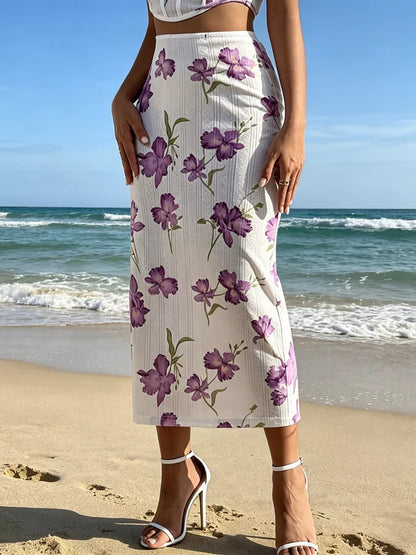 Hazel Blues® |  Floral Print Top & Bodycon Skirt Set