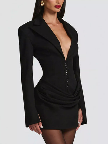 Hazel Blues® | Blazer-Style Long Sleeve Mini Dress