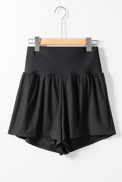 Hazel Blues® | Black Pocketed Wide Waistband Swim Shorts