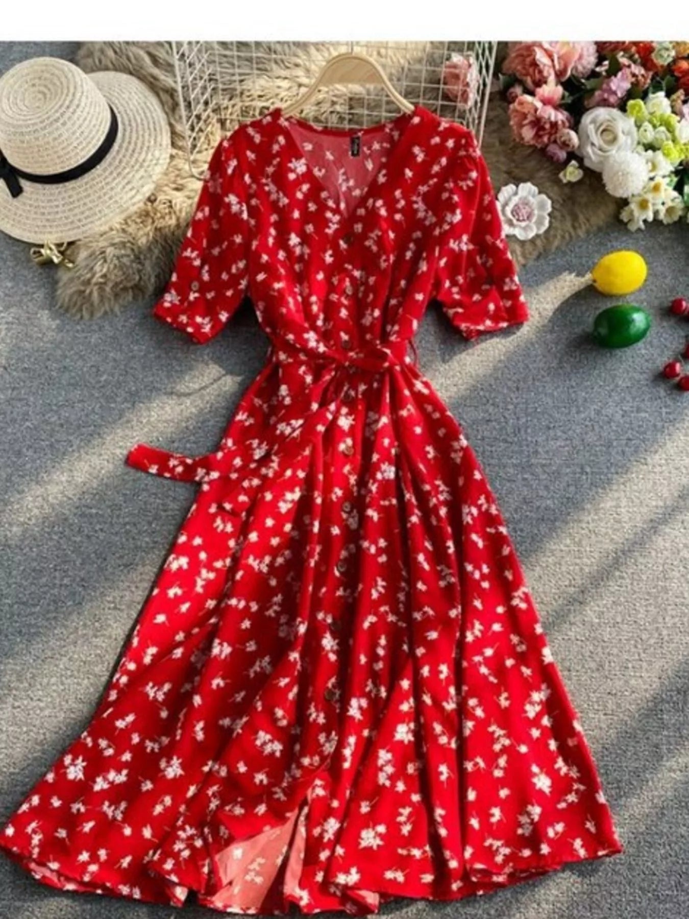 Hazel Blues® |  Floral Print V-Neck Midi Dress