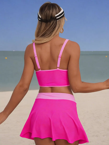 Hazel Blues® | Contrast Trim Drawstring Swim Set