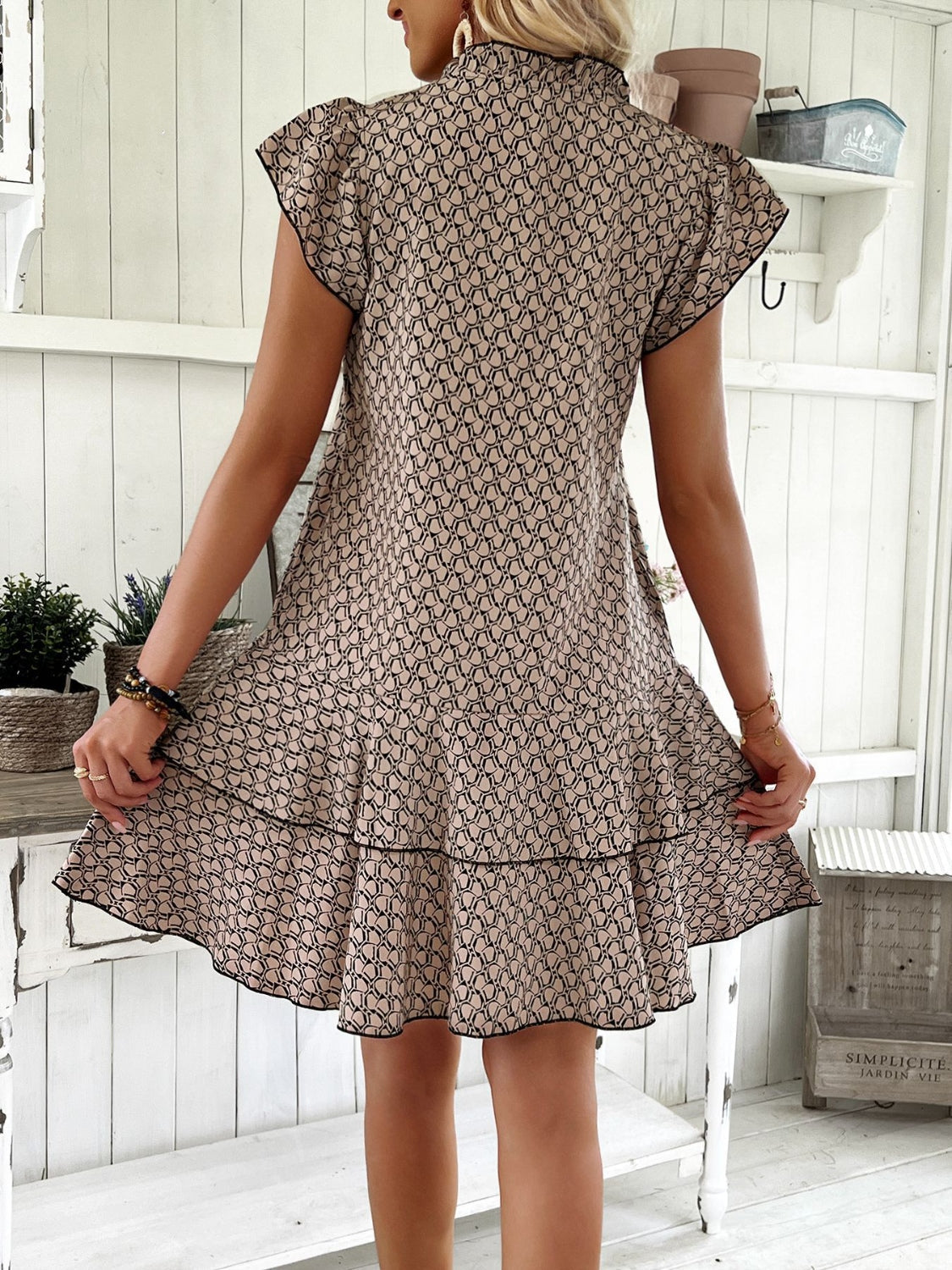 Hazel Blues® | Ruffled Layered Printed Mini Dress
