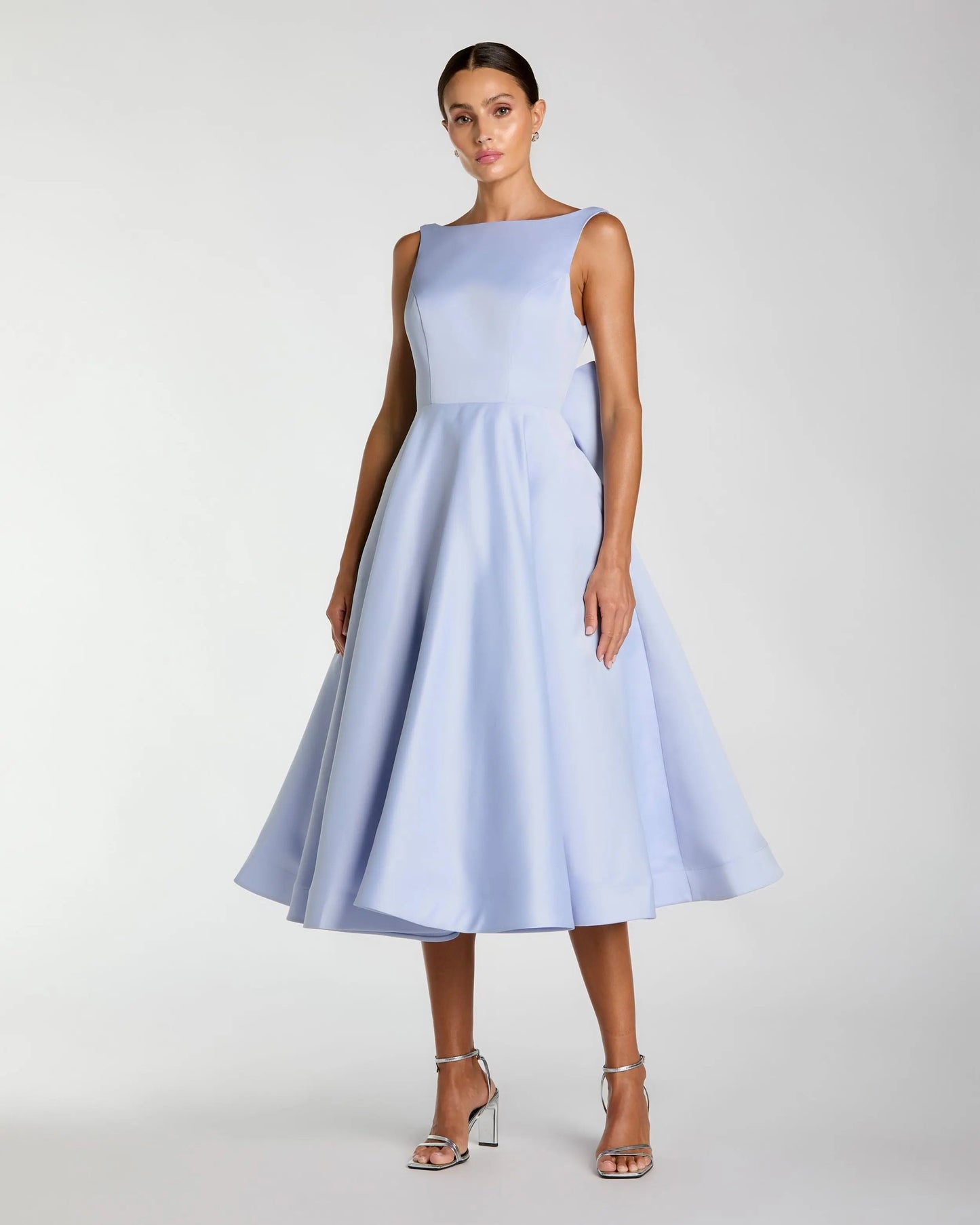 Purple Bow Back A Line Midi Dress