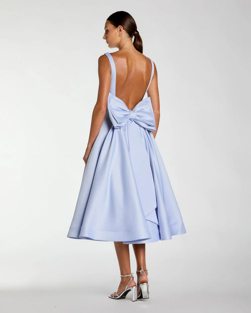 Purple Bow Back A Line Midi Dress