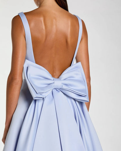 Purple Bow Back A Line Midi Dress