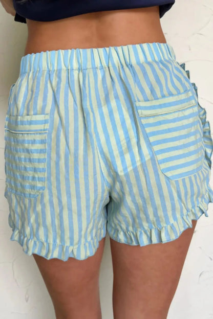 Hazel Blues® |  Striped Elastic Waist Shorts