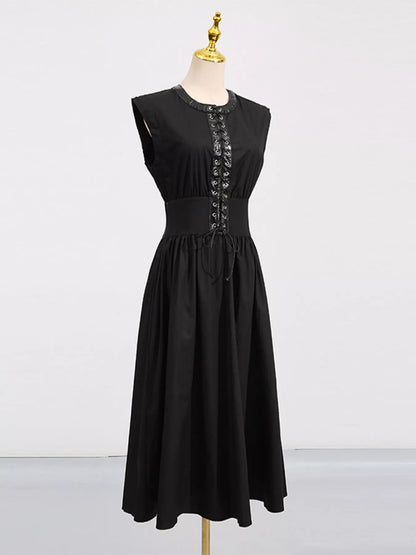 Hazel Blues® |  Lace-Up Corset Sleeveless Midi Dress