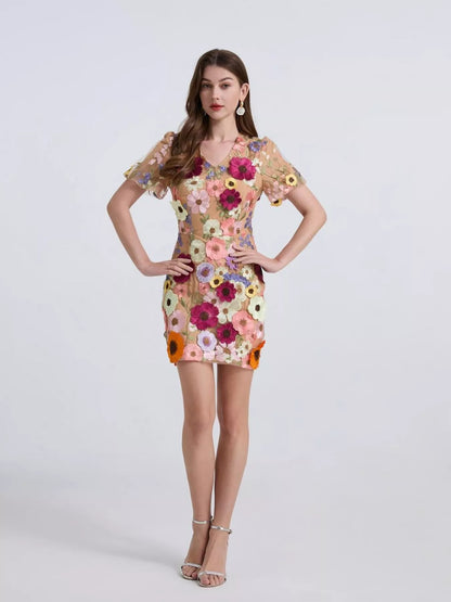Hazel Blues® |  Floral Puff Sleeve Mini Dress