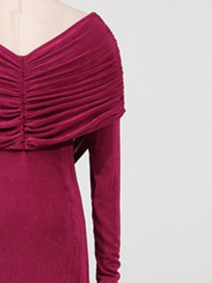 Hazel Blues® |  Ruched Draped Long Sleeve Maxi Dress